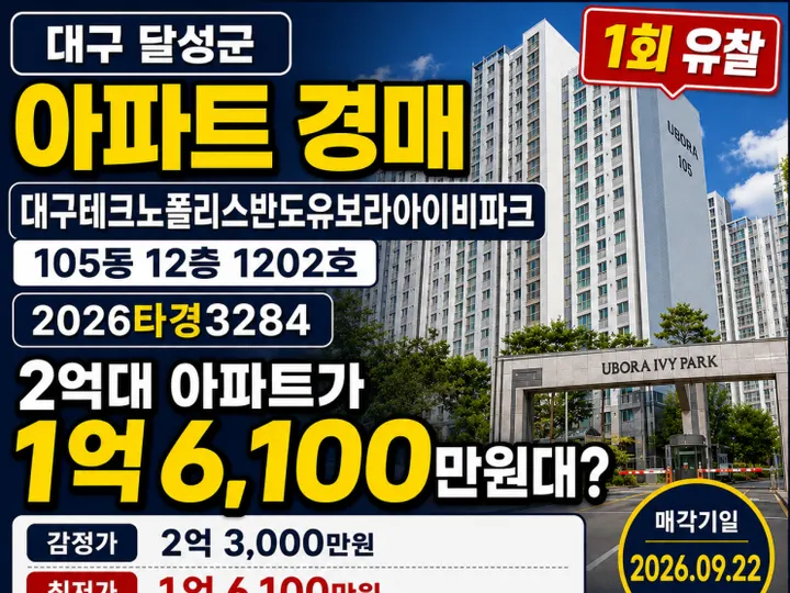 대구 달성군 대구테크노폴리스반도유보라아이비파크 경매 물건