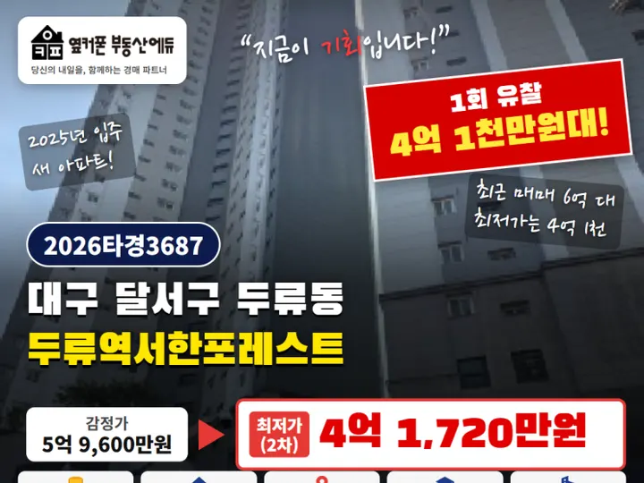 대구 달서구 두류역서한포레스트 경매 물건